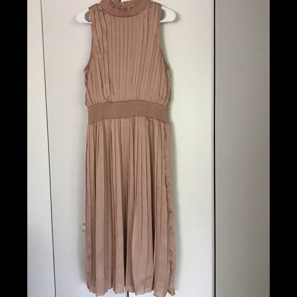 Lovely Pleated Mockneck Dress